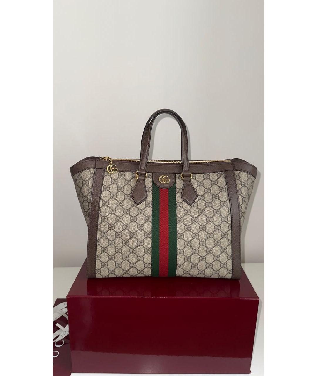 GUCCI Коричневая канва сумка тоут, фото 9