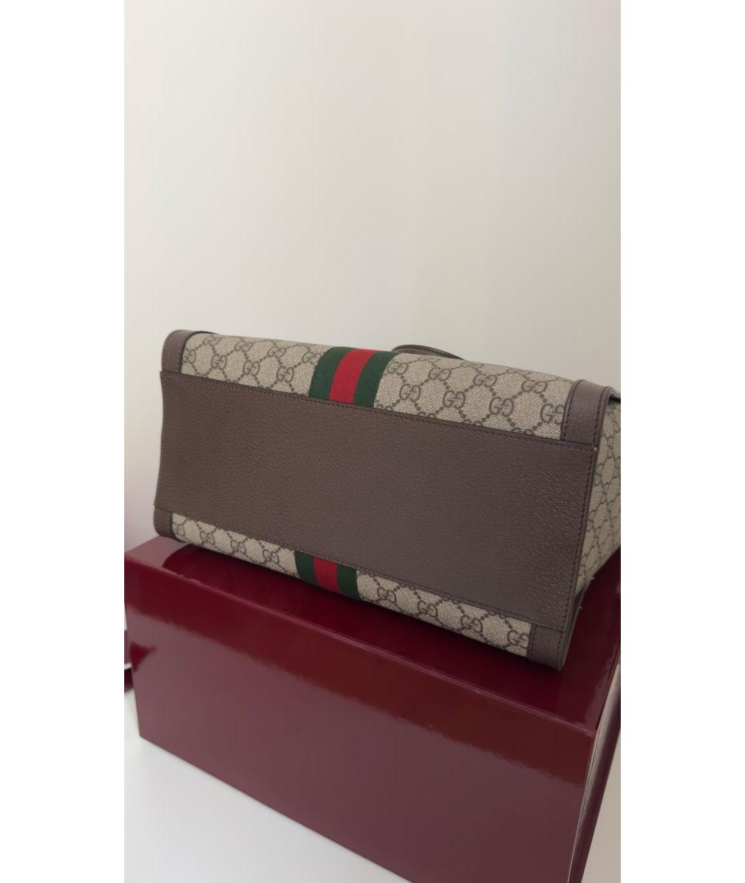 GUCCI Коричневая канва сумка тоут, фото 5