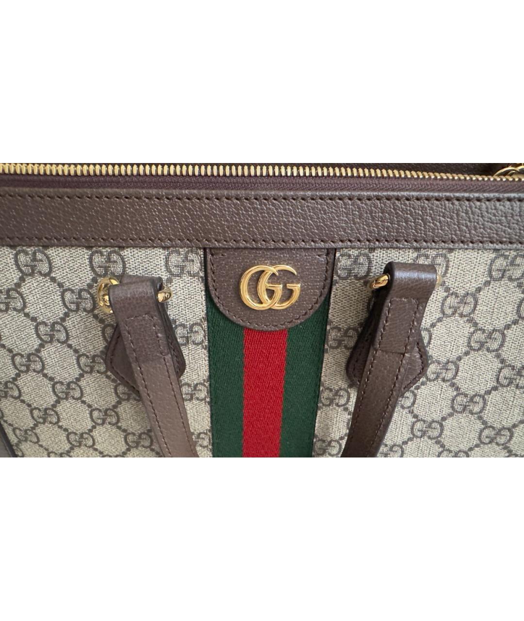 GUCCI Коричневая канва сумка тоут, фото 6