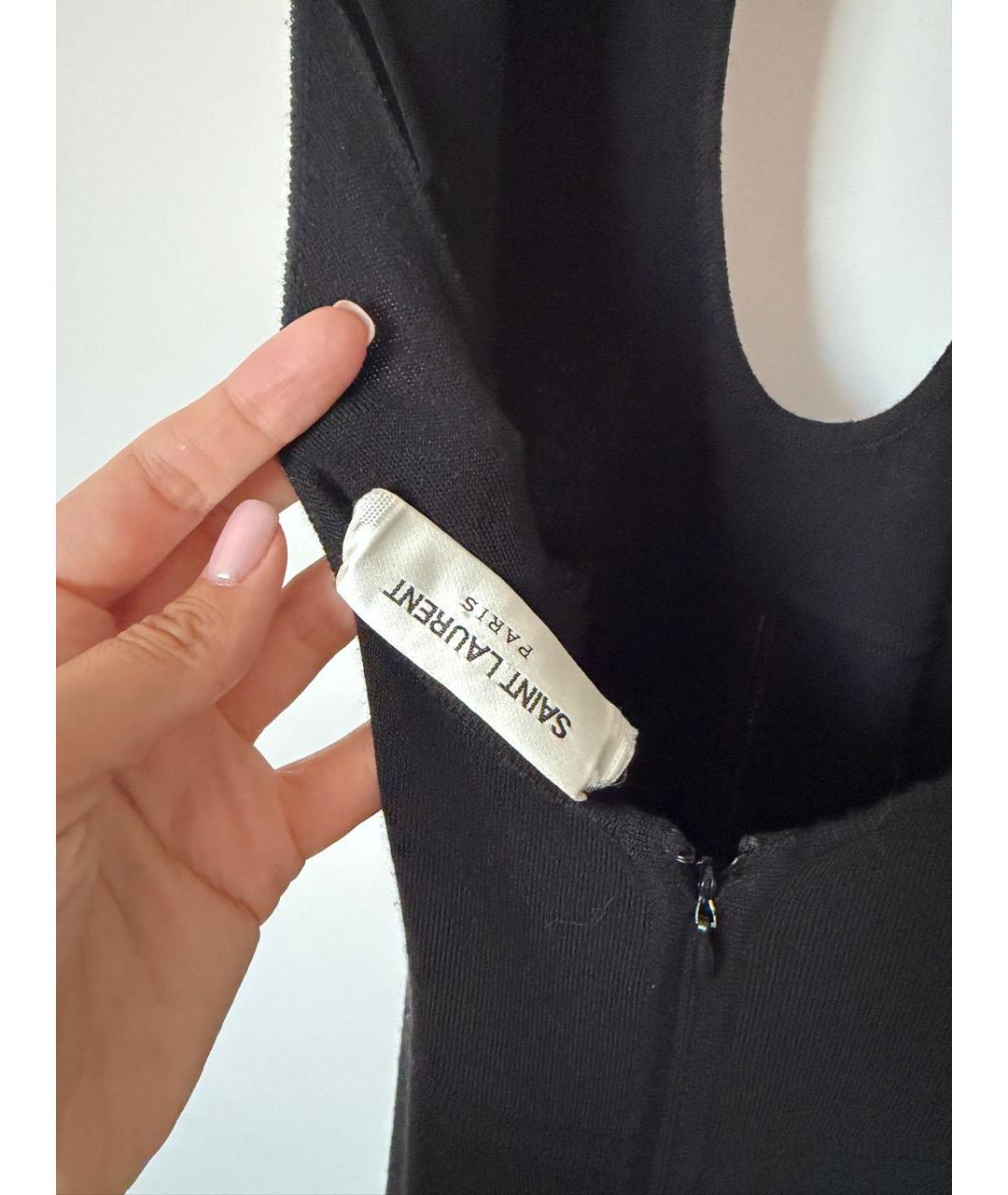SAINT LAURENT Черное шерстяное коктейльное платье, фото 3