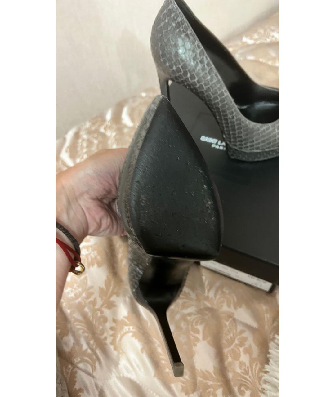 SAINT LAURENT Серые кожаные туфли, фото 6