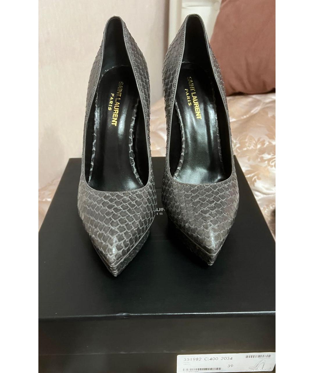 SAINT LAURENT Серые кожаные туфли, фото 2