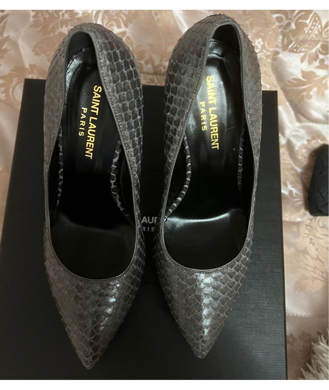 SAINT LAURENT Серые кожаные туфли, фото 3