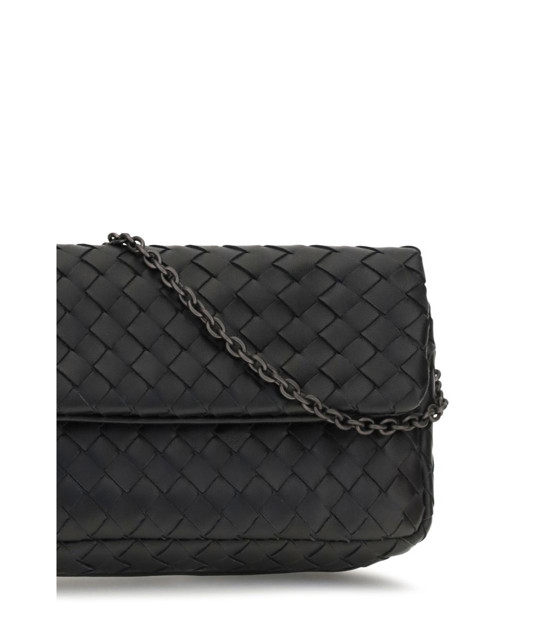 BOTTEGA VENETA Черная кожаная сумка через плечо, фото 4