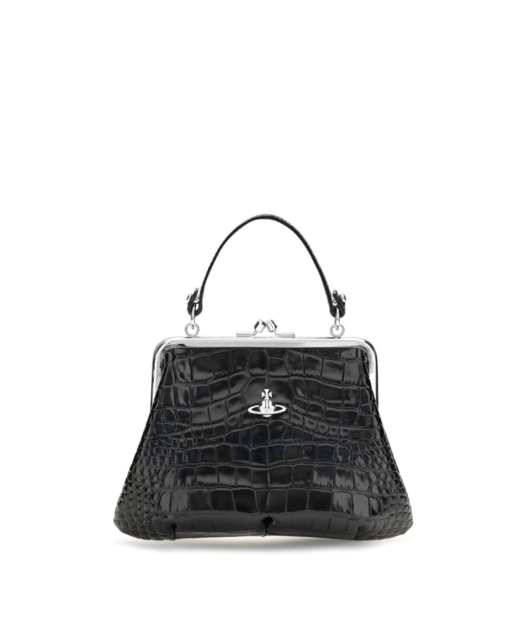 VIVIENNE WESTWOOD Черная кожаная сумка с короткими ручками, фото 1