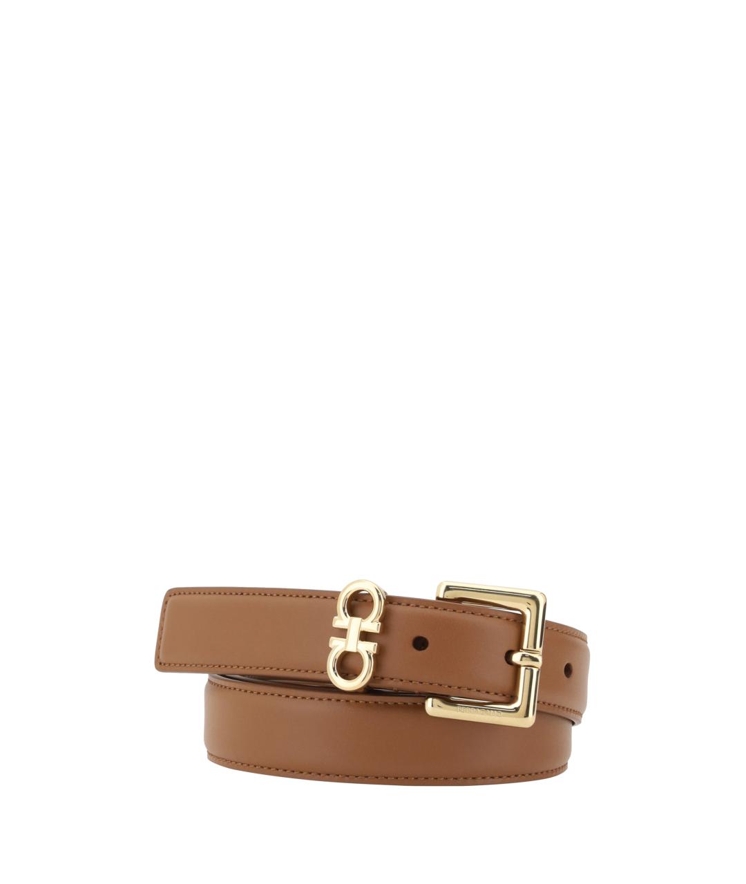 FERRAGAMO Коричневый кожаный ремень, фото 1