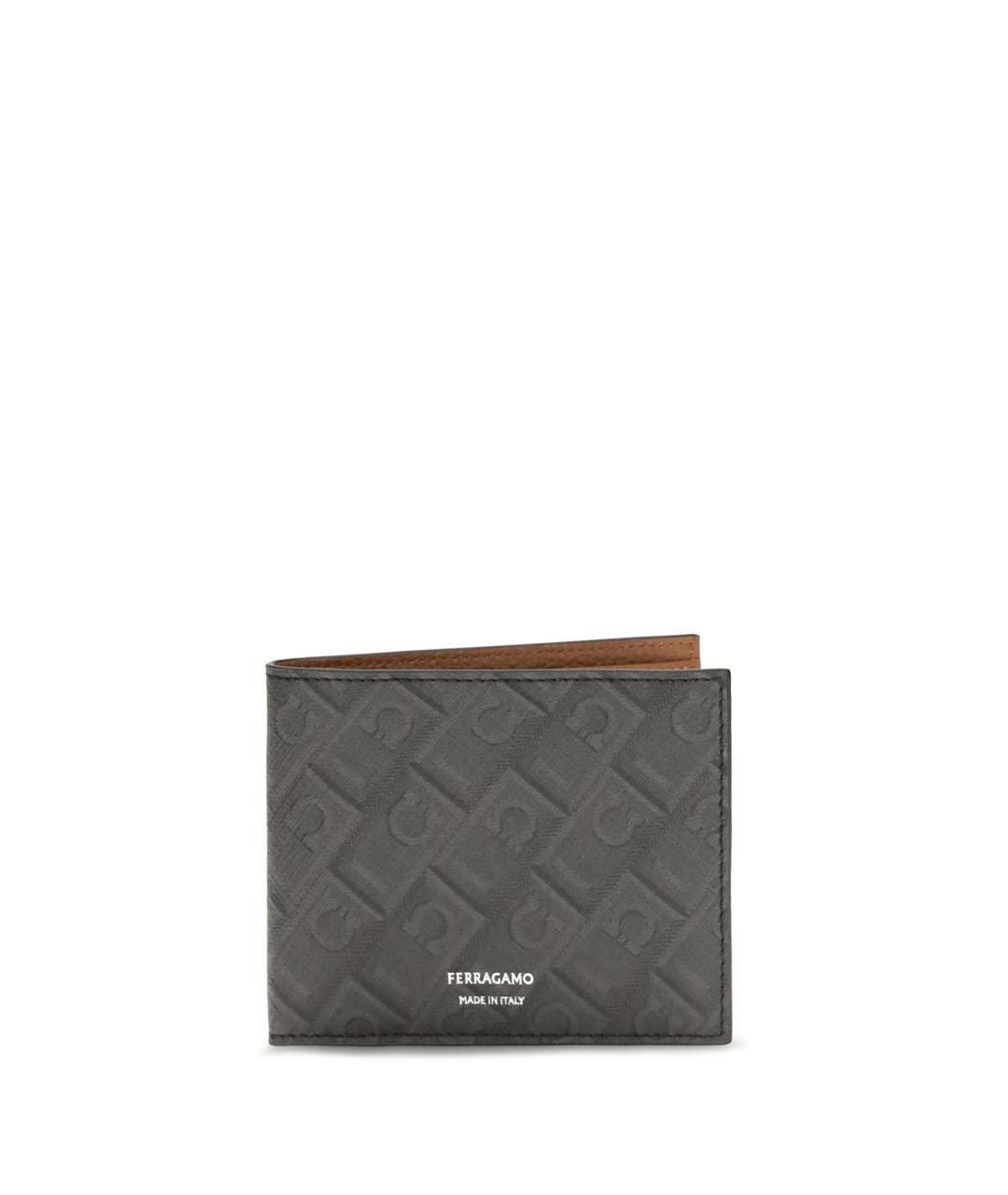 FERRAGAMO Серый кожаный кошелек, фото 1
