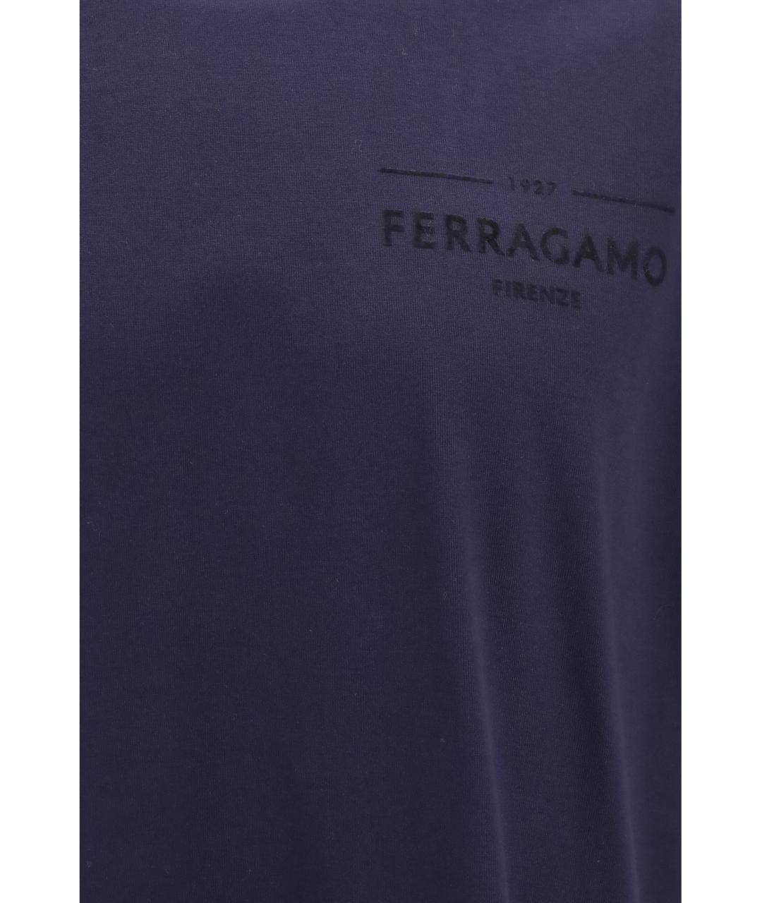 FERRAGAMO Темно-синяя хлопковая футболка, фото 3