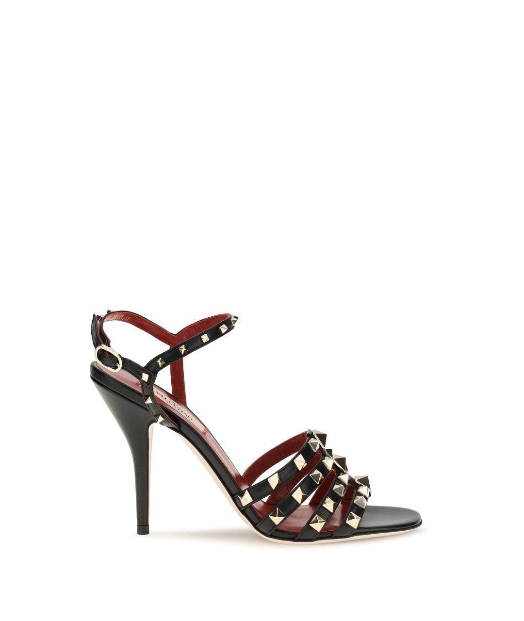 VALENTINO Черные кожаные босоножки, фото 1