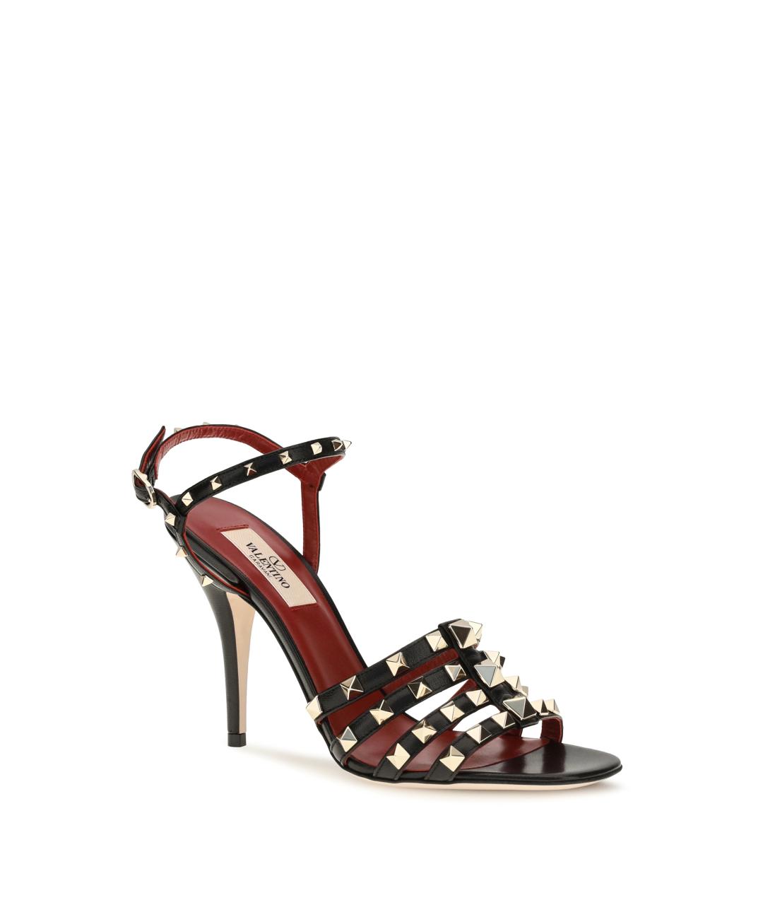 VALENTINO Черные кожаные босоножки, фото 2