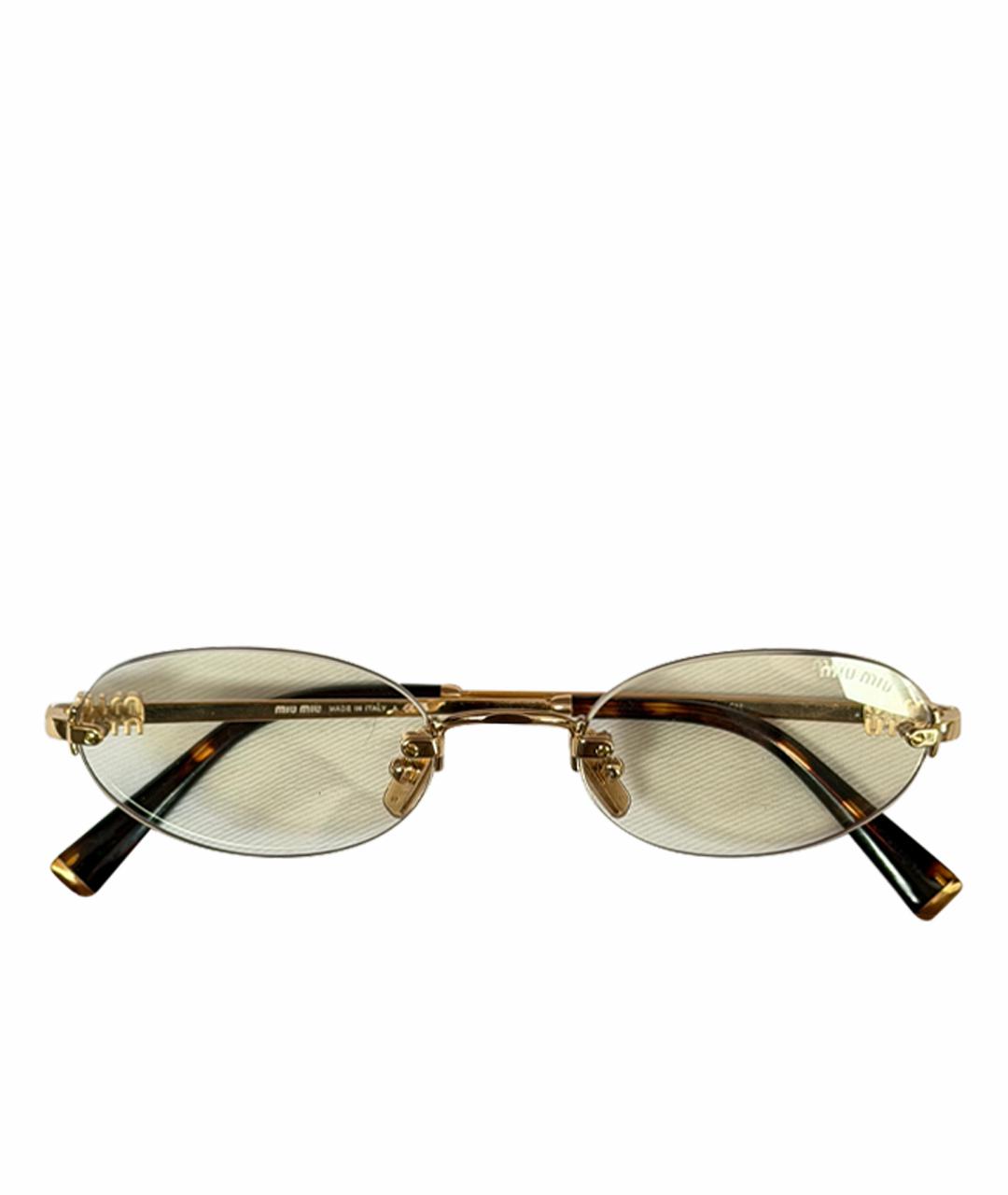 MIU MIU Золотые металлические солнцезащитные очки, фото 1