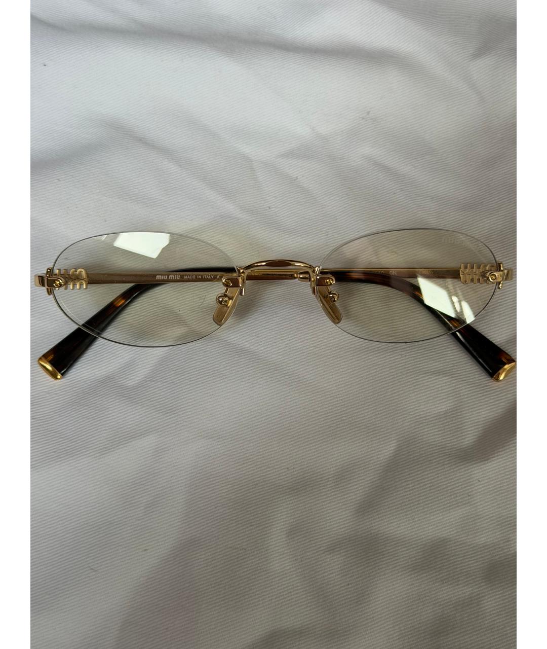 MIU MIU Золотые металлические солнцезащитные очки, фото 2