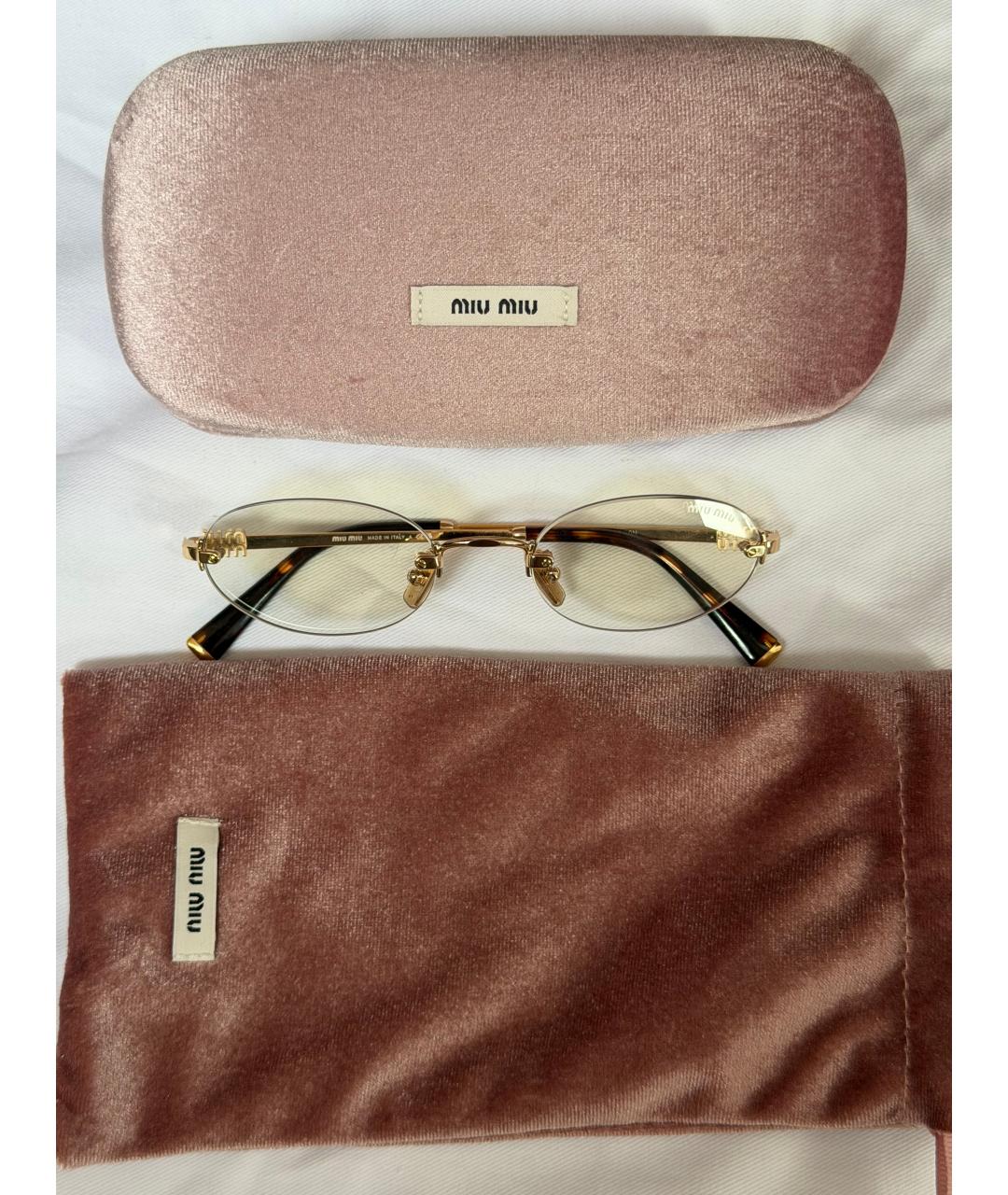 MIU MIU Золотые металлические солнцезащитные очки, фото 5