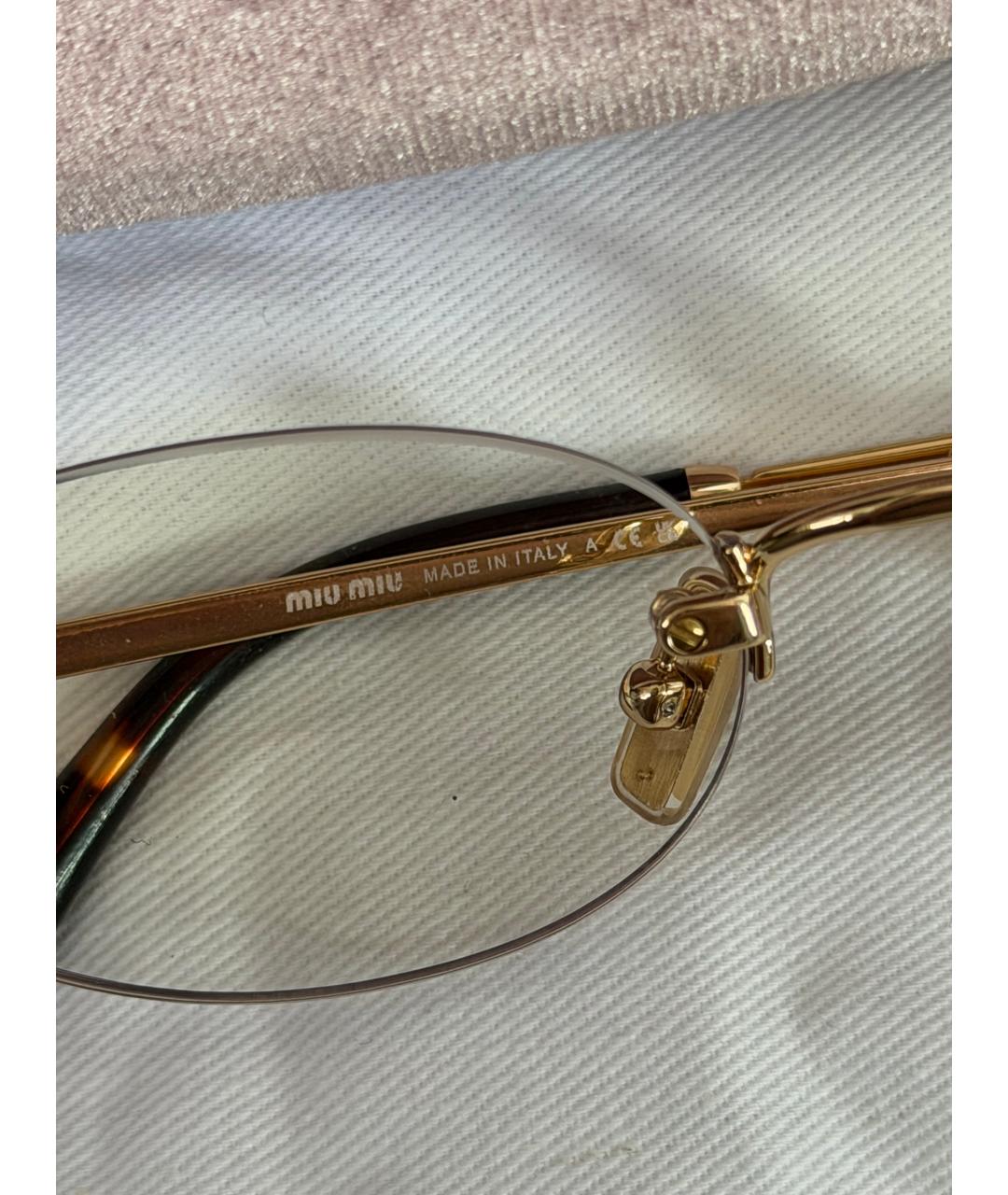 MIU MIU Золотые металлические солнцезащитные очки, фото 4