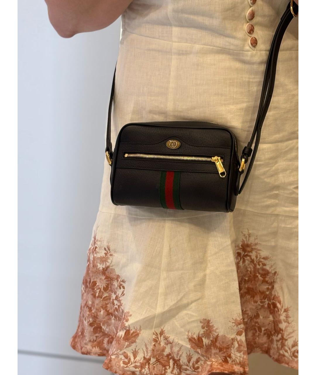 GUCCI Черная кожаная сумка через плечо, фото 5