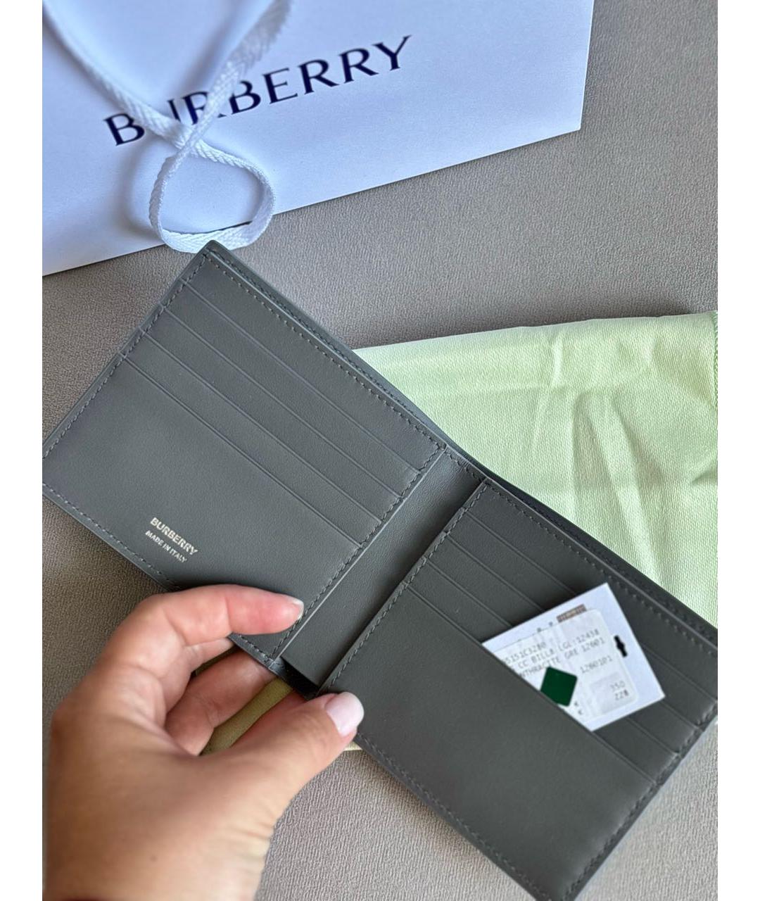 BURBERRY Антрацитовый кожаный кошелек, фото 3