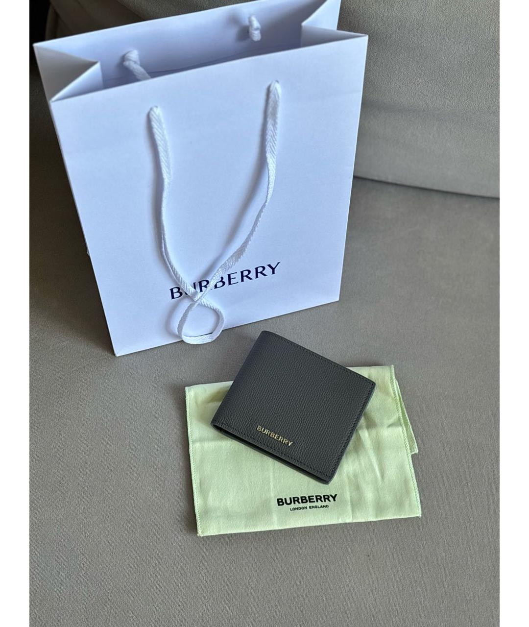 BURBERRY Антрацитовый кожаный кошелек, фото 7