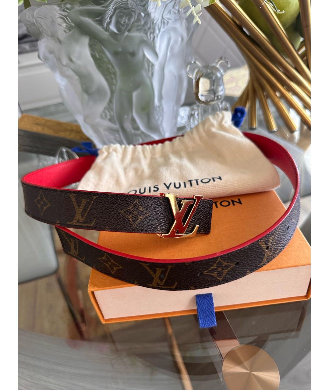 LOUIS VUITTON Коричневый кожаный ремень, фото 6