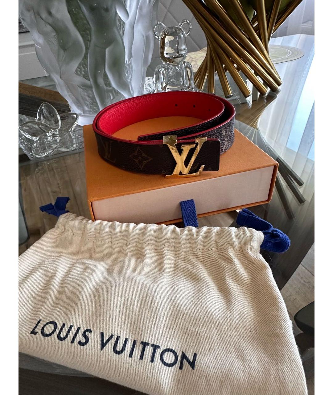 LOUIS VUITTON Коричневый кожаный ремень, фото 5