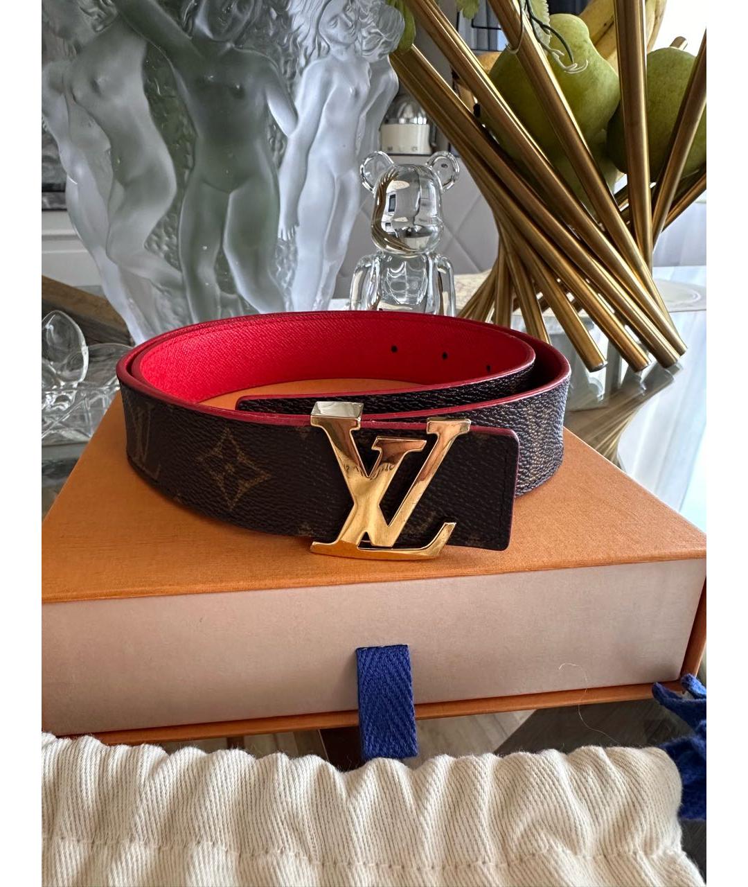 LOUIS VUITTON Коричневый кожаный ремень, фото 7