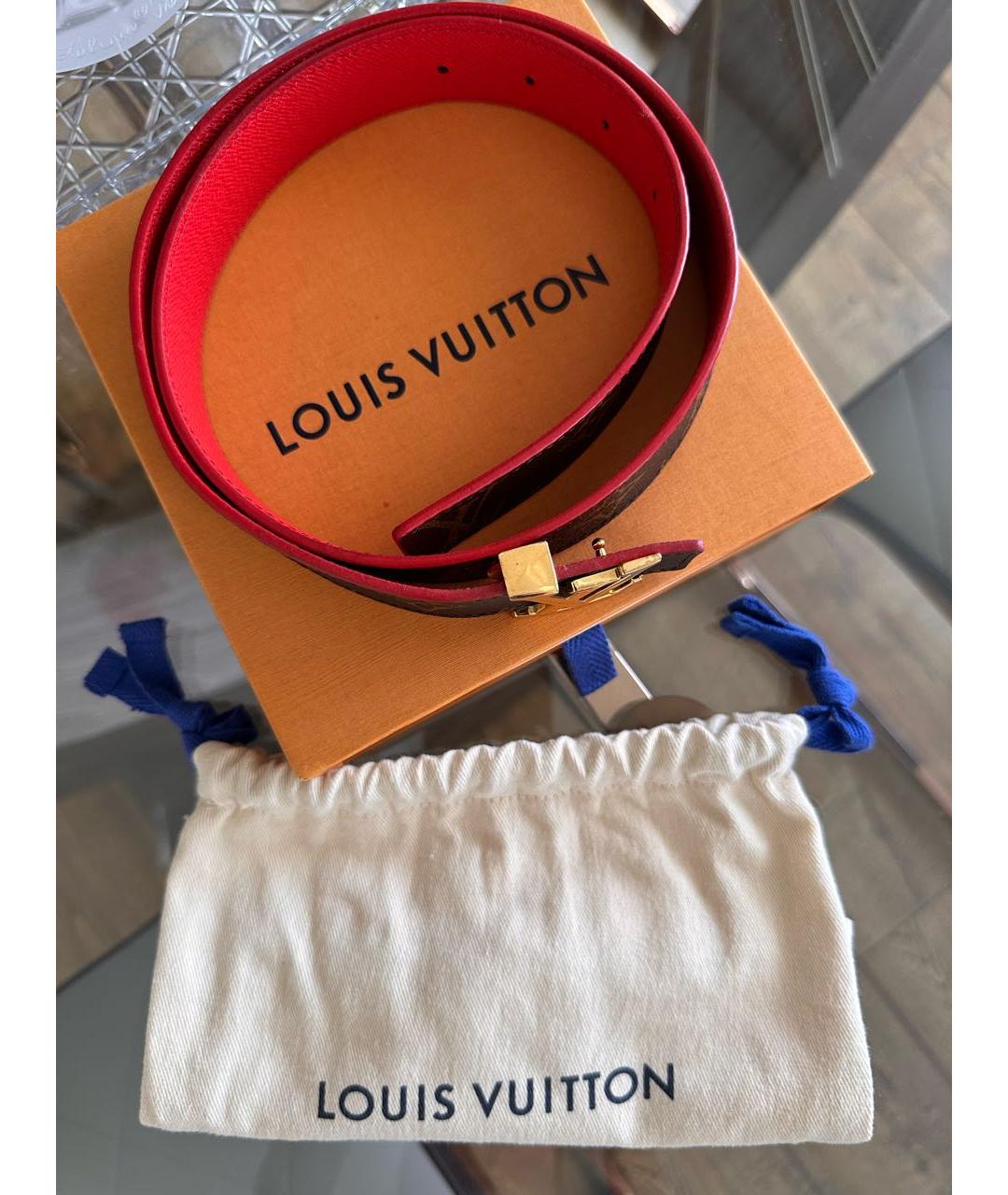 LOUIS VUITTON Коричневый кожаный ремень, фото 4