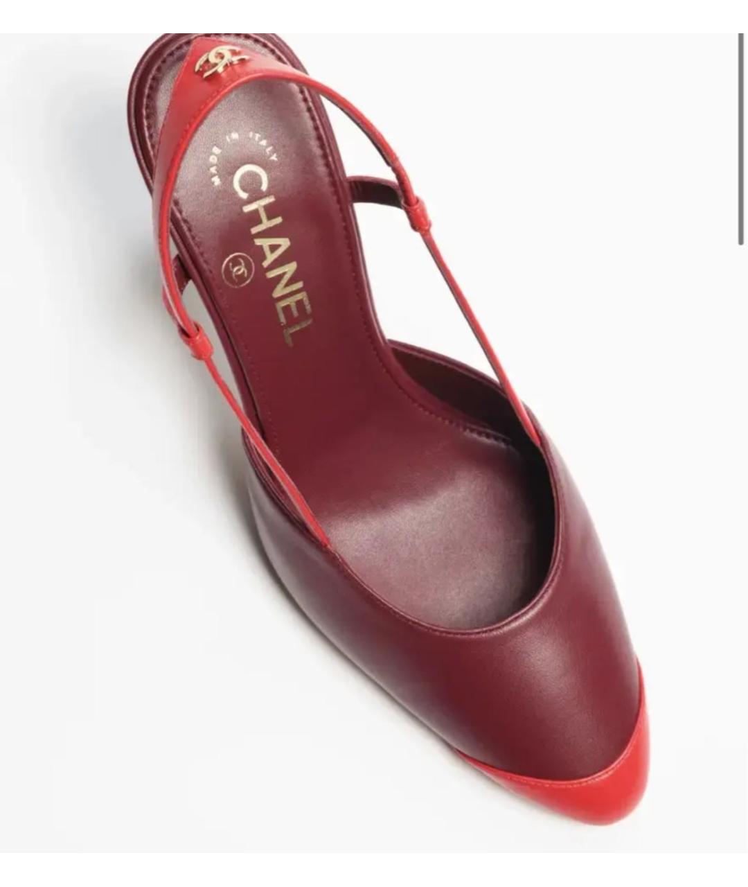 CHANEL Бордовые кожаные туфли, фото 4