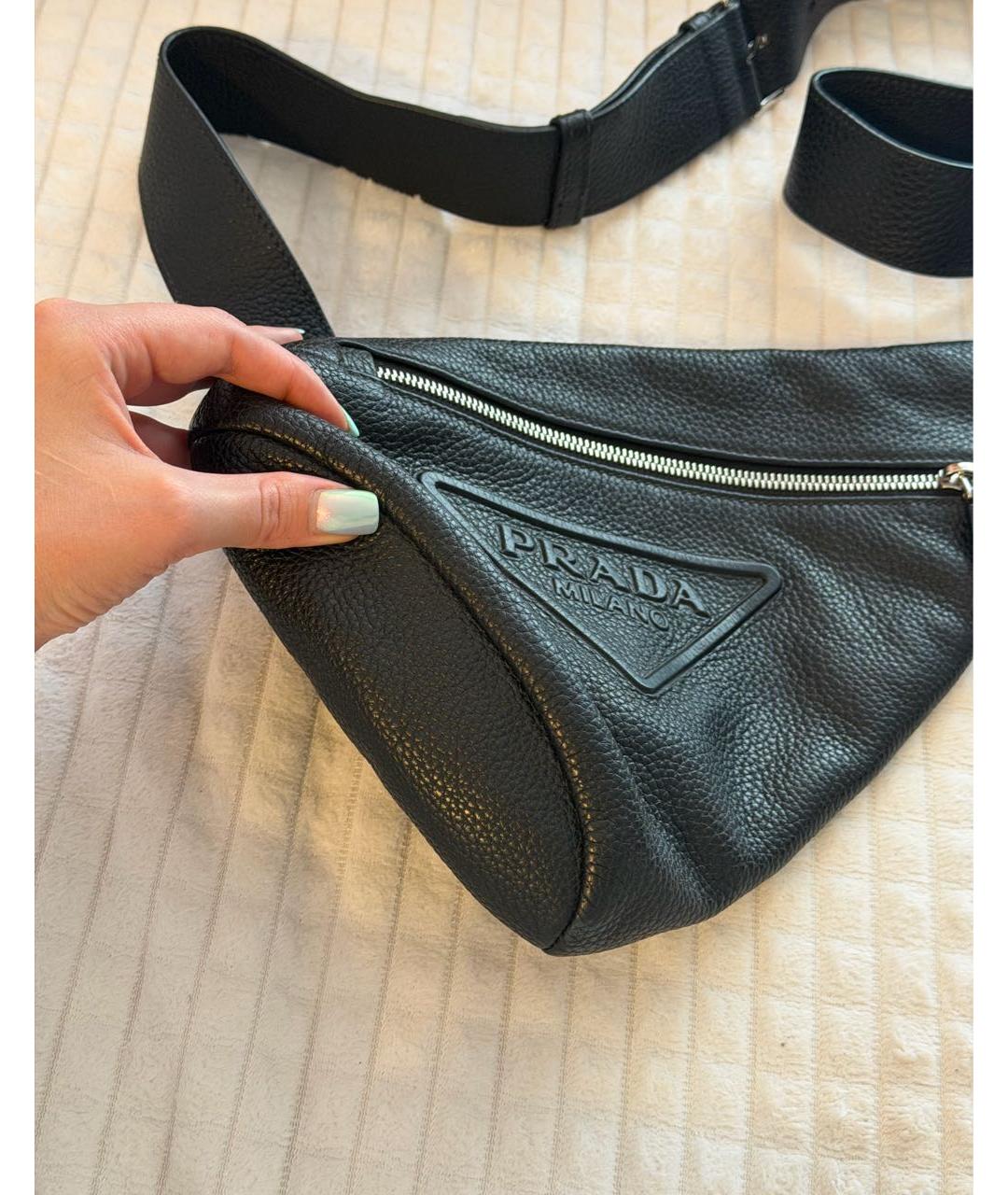 PRADA Черная кожаная поясная сумка, фото 2