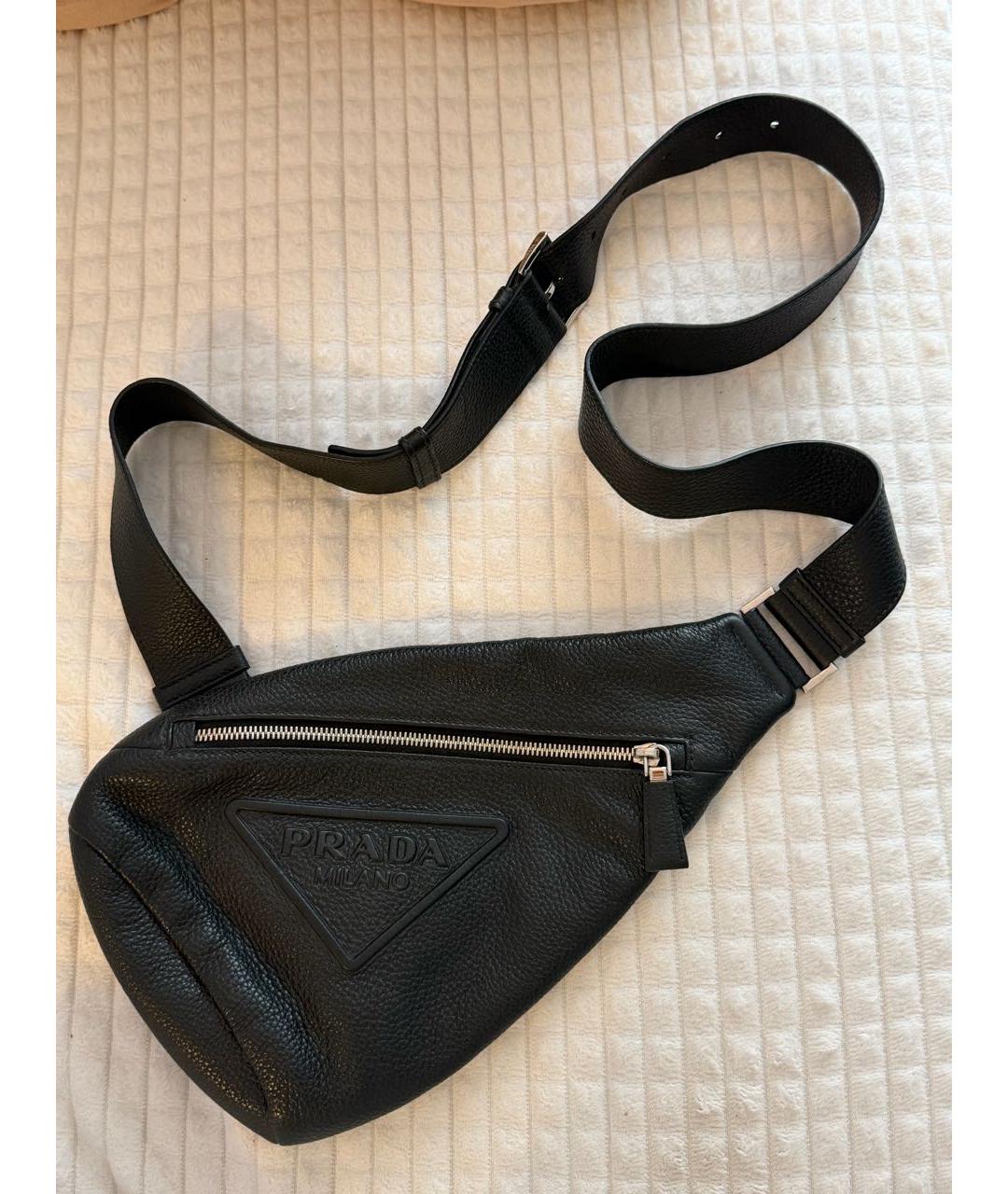 PRADA Черная кожаная поясная сумка, фото 8