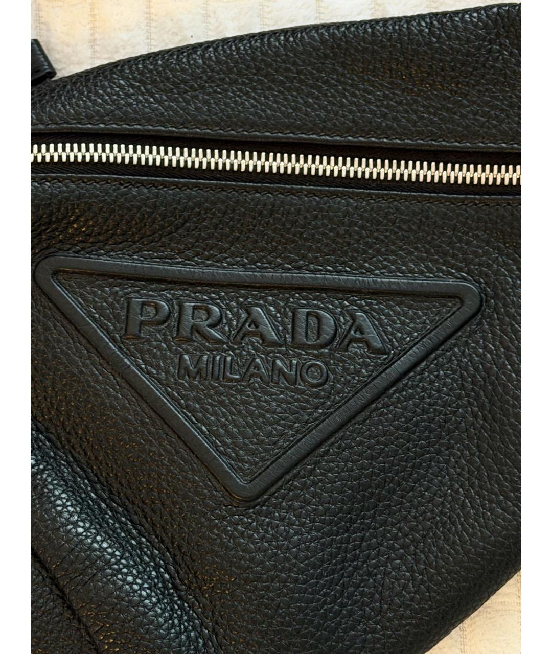 PRADA Черная кожаная поясная сумка, фото 6