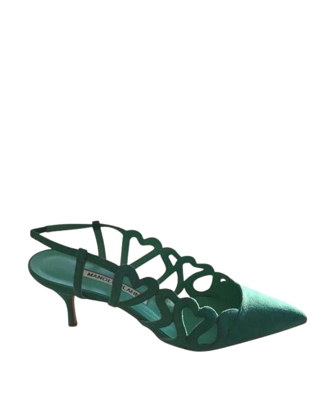MANOLO BLAHNIK Бирюзовые замшевые туфли, фото 1
