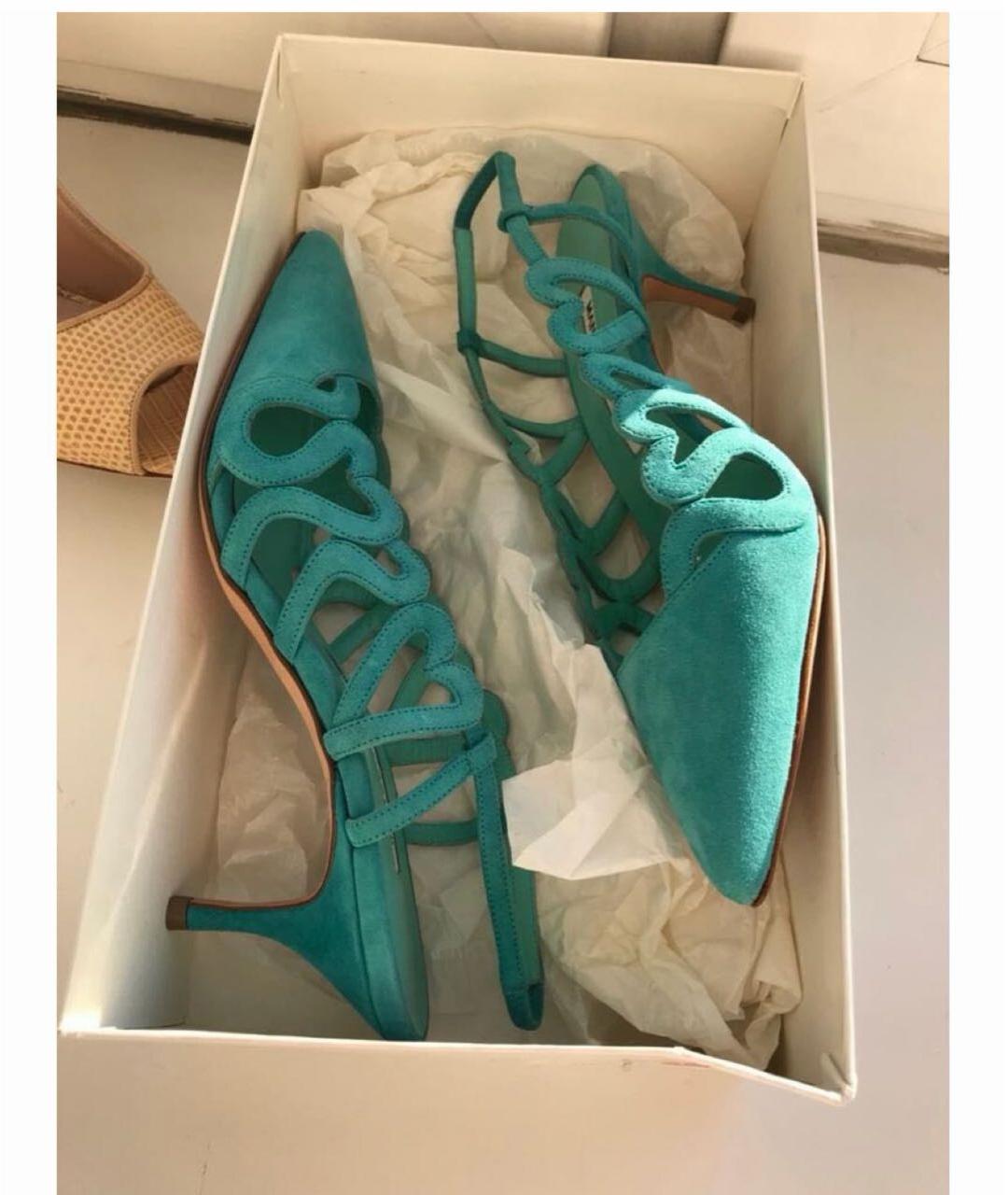 MANOLO BLAHNIK Бирюзовые замшевые туфли, фото 3