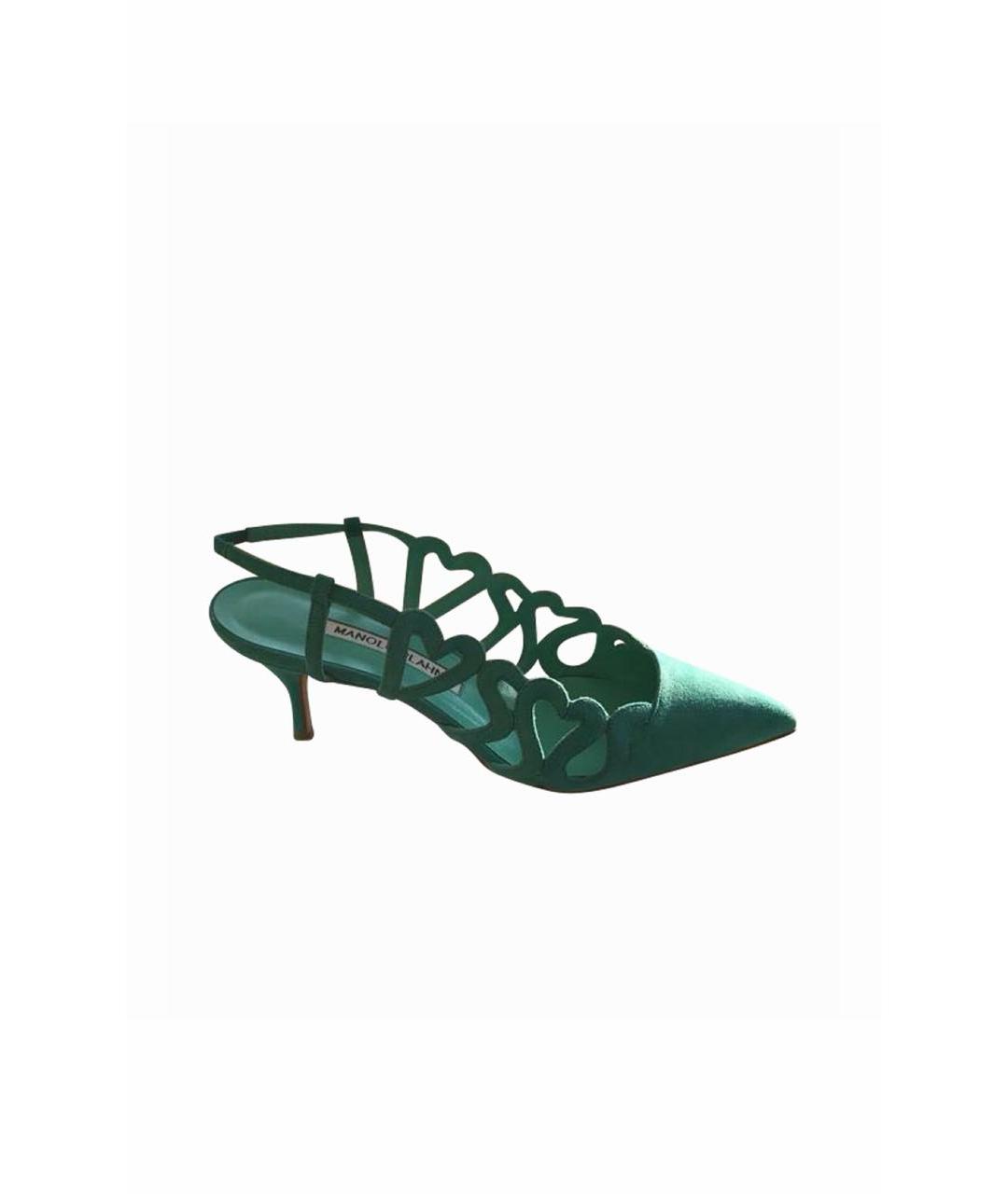 MANOLO BLAHNIK Бирюзовые замшевые туфли, фото 5