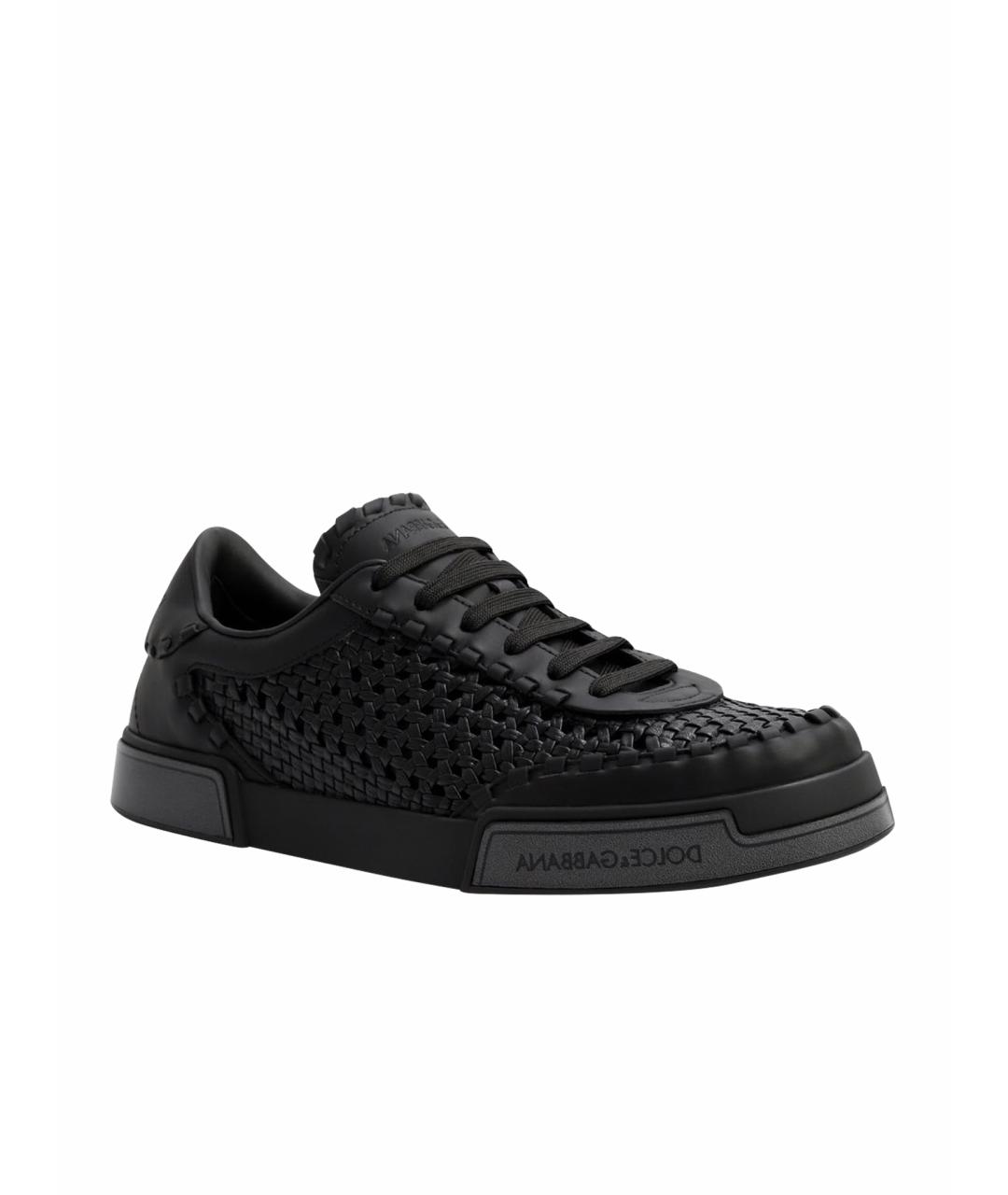 DOLCE&GABBANA Черные кожаные низкие кроссовки / кеды, фото 1