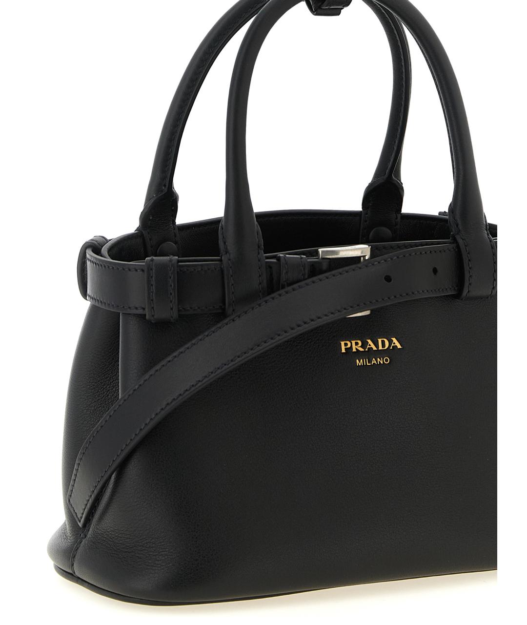 PRADA Черная кожаная сумка тоут, фото 3