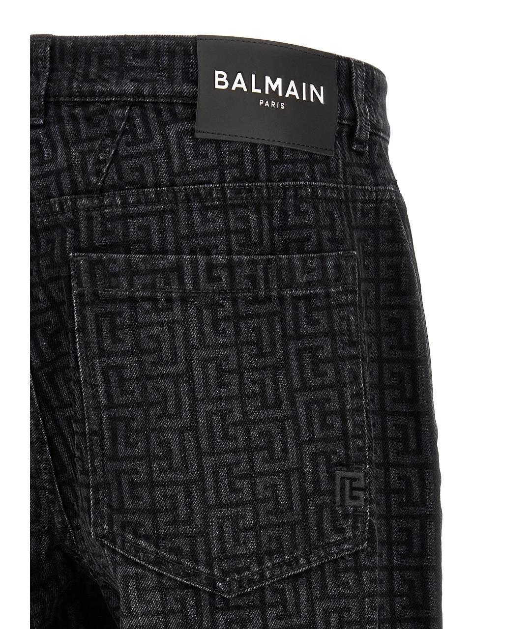 BALMAIN Черные хлопковые прямые джинсы, фото 4