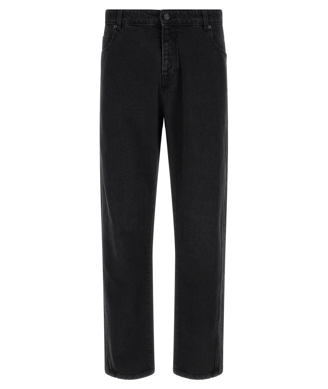 BALMAIN Черные хлопковые прямые джинсы, фото 1