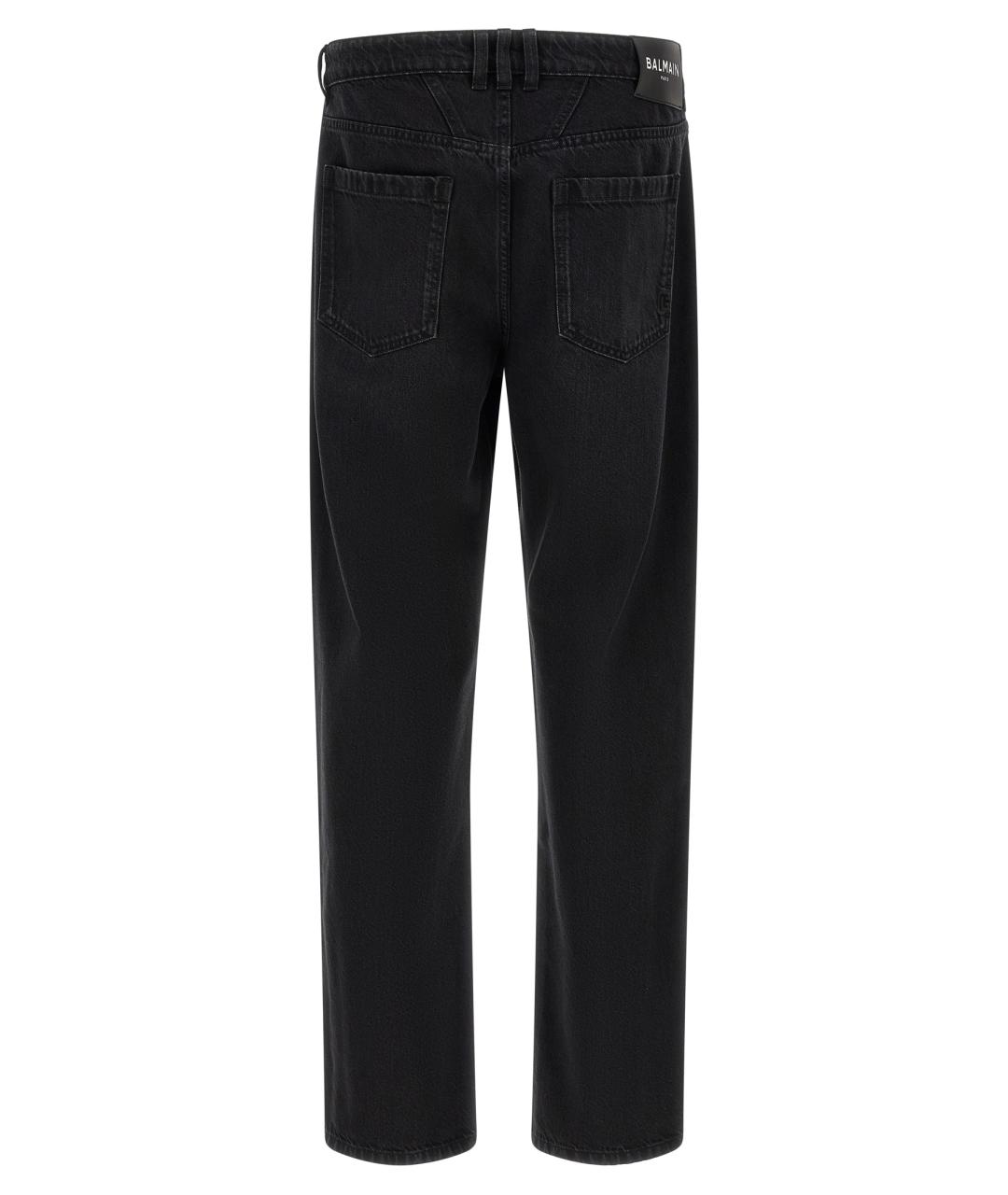BALMAIN Черные хлопковые прямые джинсы, фото 2