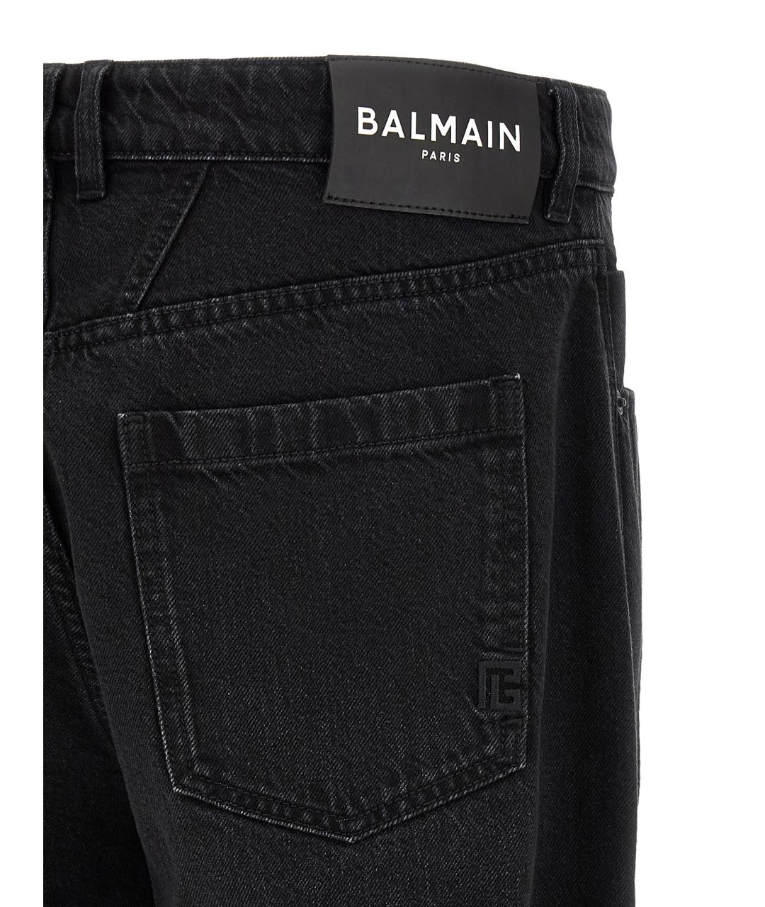 BALMAIN Черные хлопковые прямые джинсы, фото 4