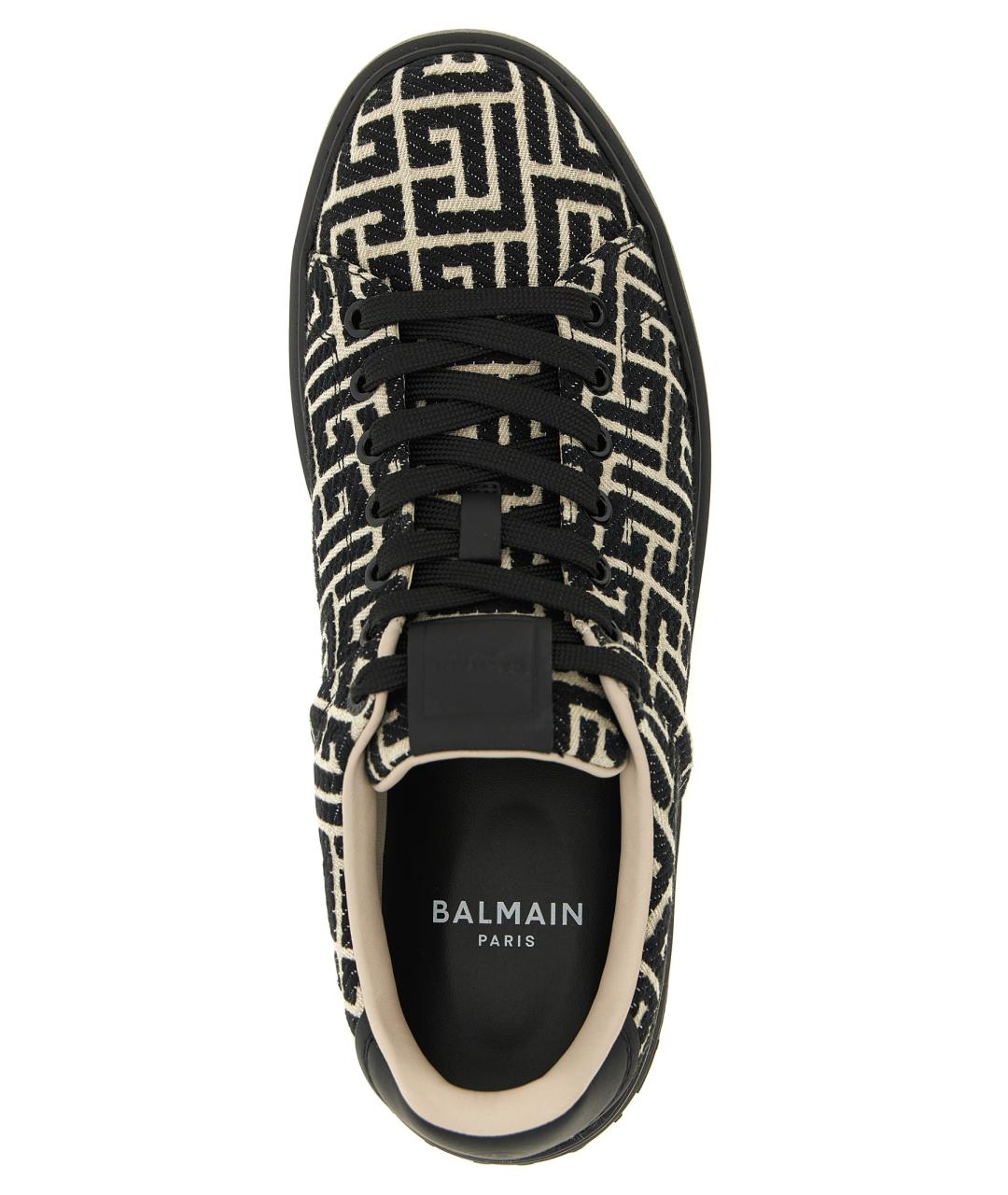 BALMAIN Черные текстильные низкие кроссовки / кеды, фото 4