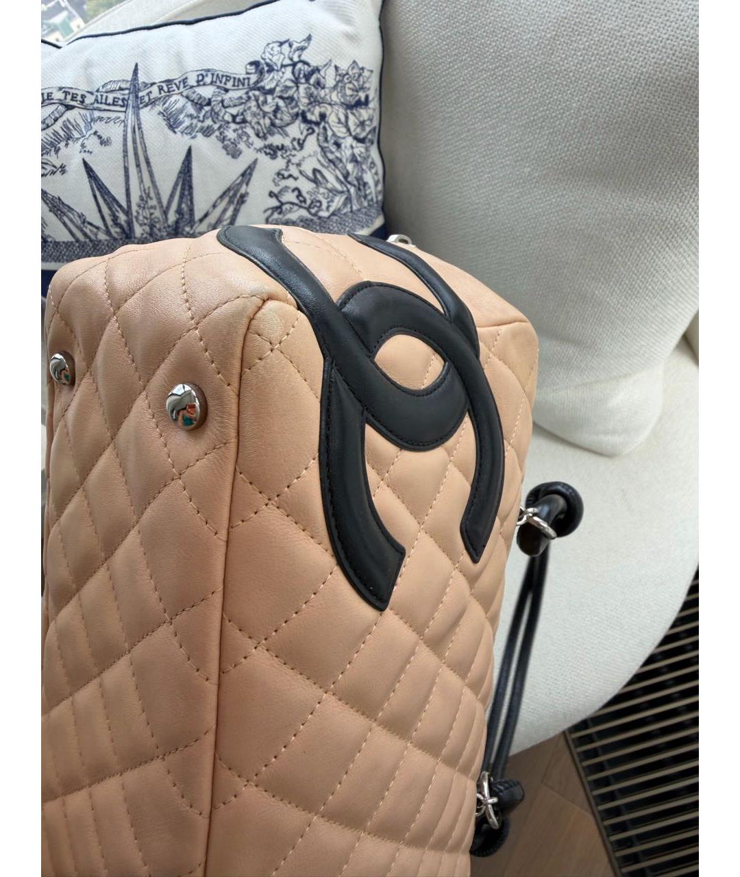 CHANEL Бежевая кожаная сумка тоут, фото 6