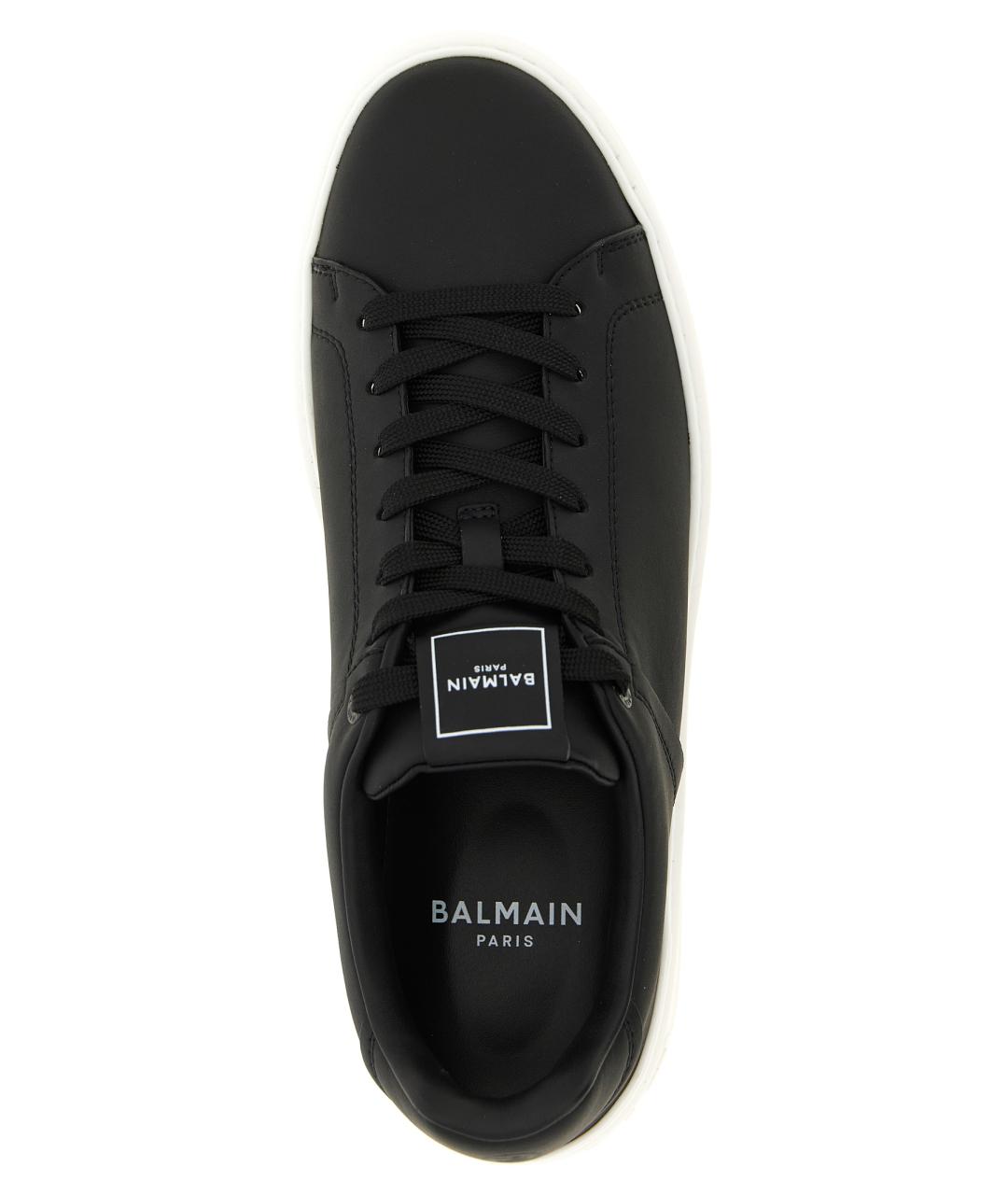 BALMAIN Черные кожаные низкие кроссовки / кеды, фото 4