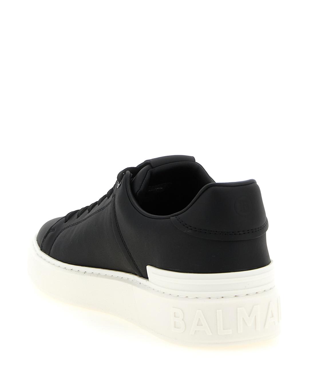 BALMAIN Черные кожаные низкие кроссовки / кеды, фото 3