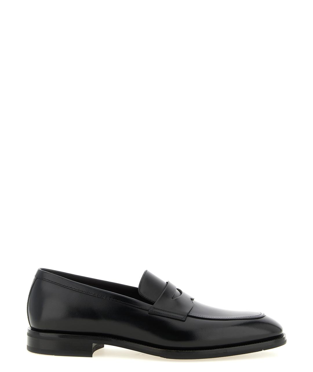 SANTONI Черные кожаные лоферы, фото 1