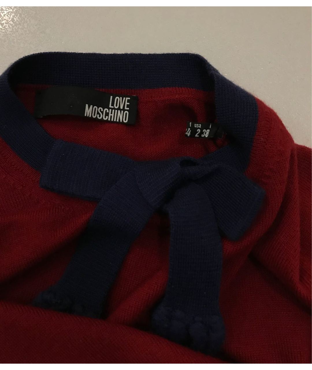 LOVE MOSCHINO Бордовый шерстяной джемпер / свитер, фото 5