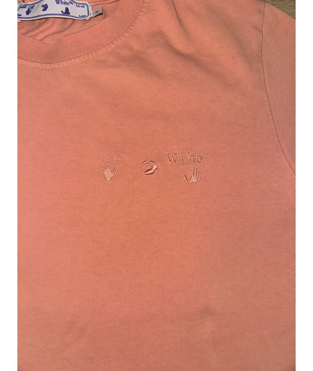 OFF-WHITE Коралловая хлопковая футболка, фото 2
