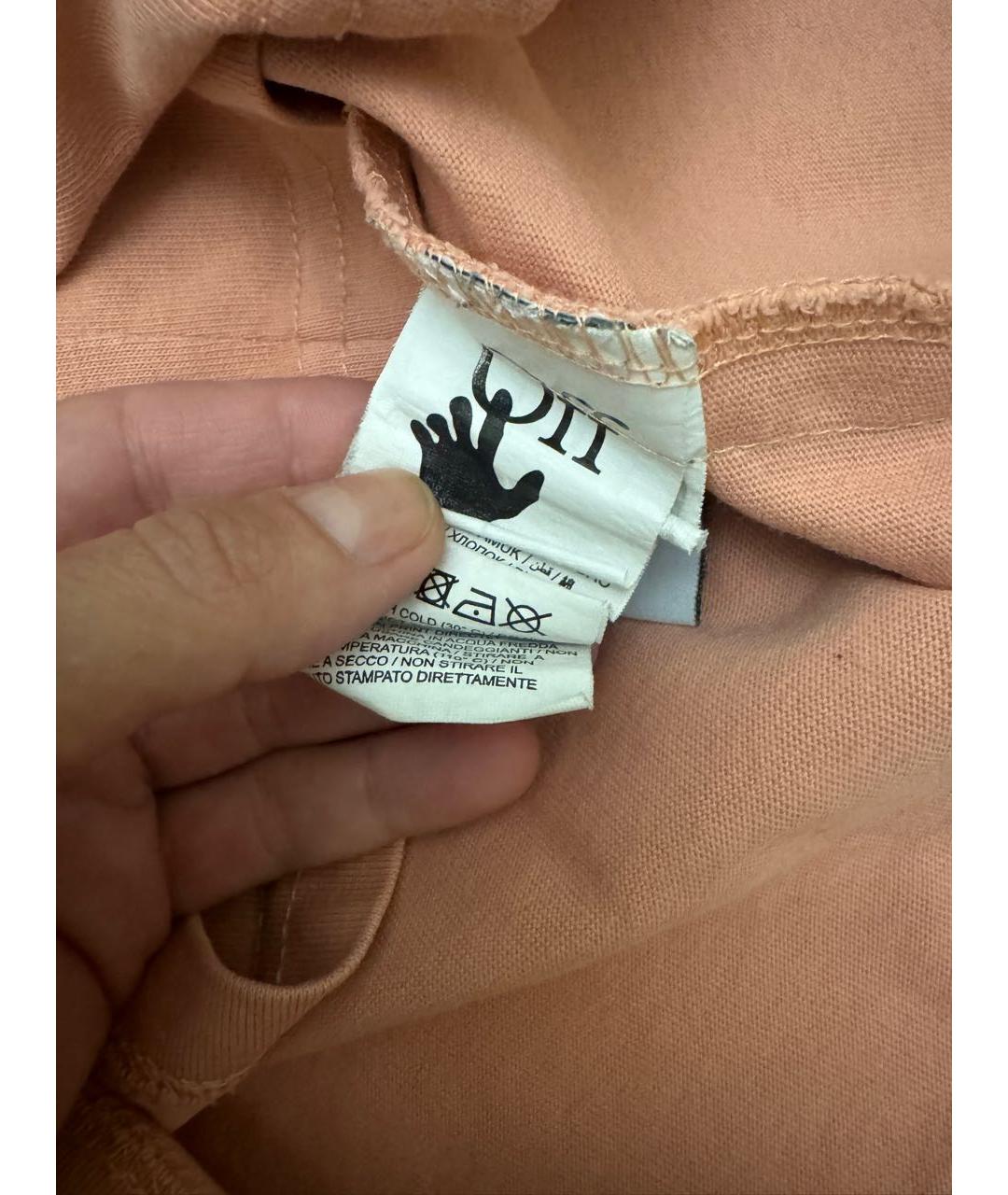 OFF-WHITE Коралловая хлопковая футболка, фото 4