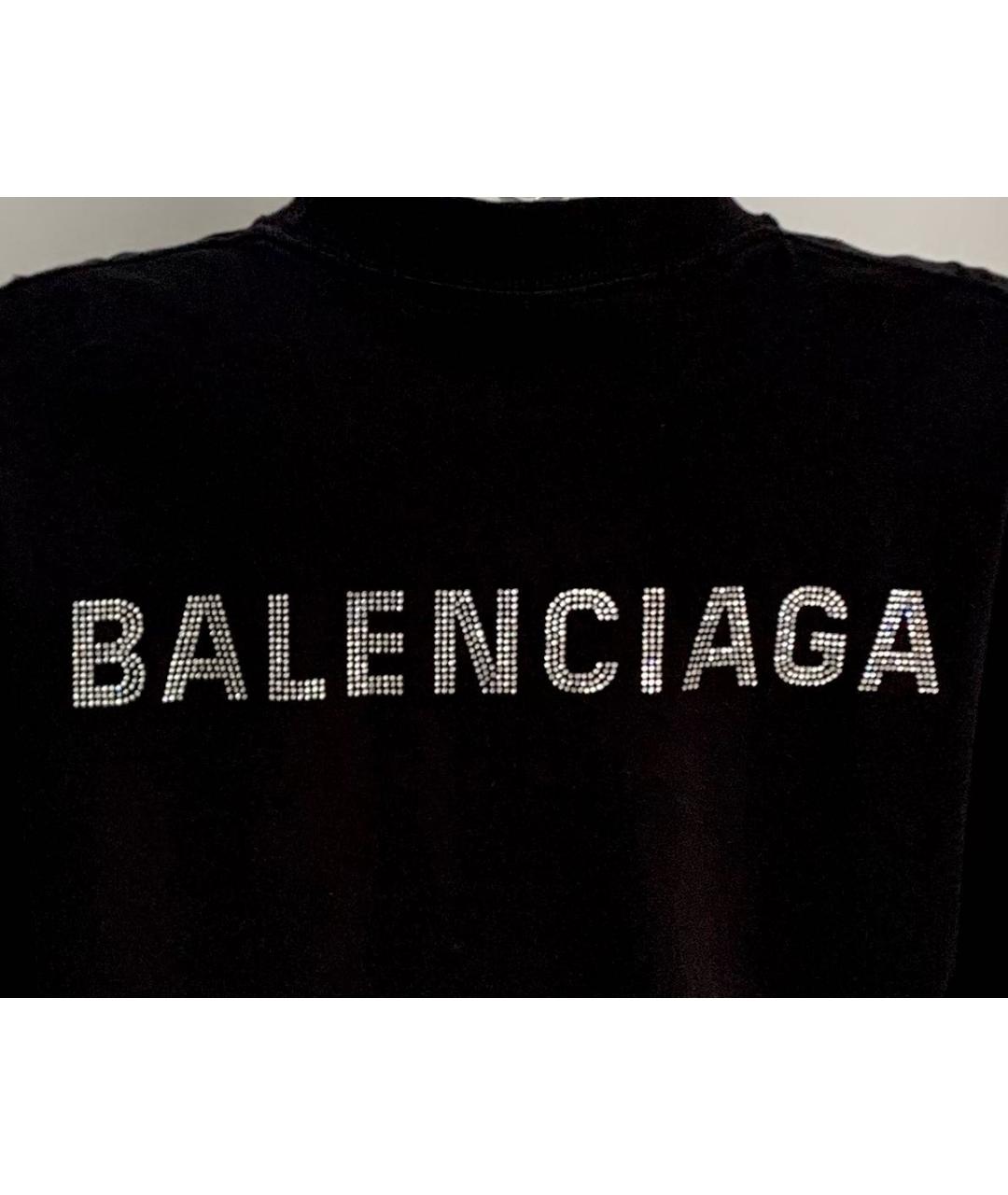 BALENCIAGA Черная хлопковая футболка, фото 4
