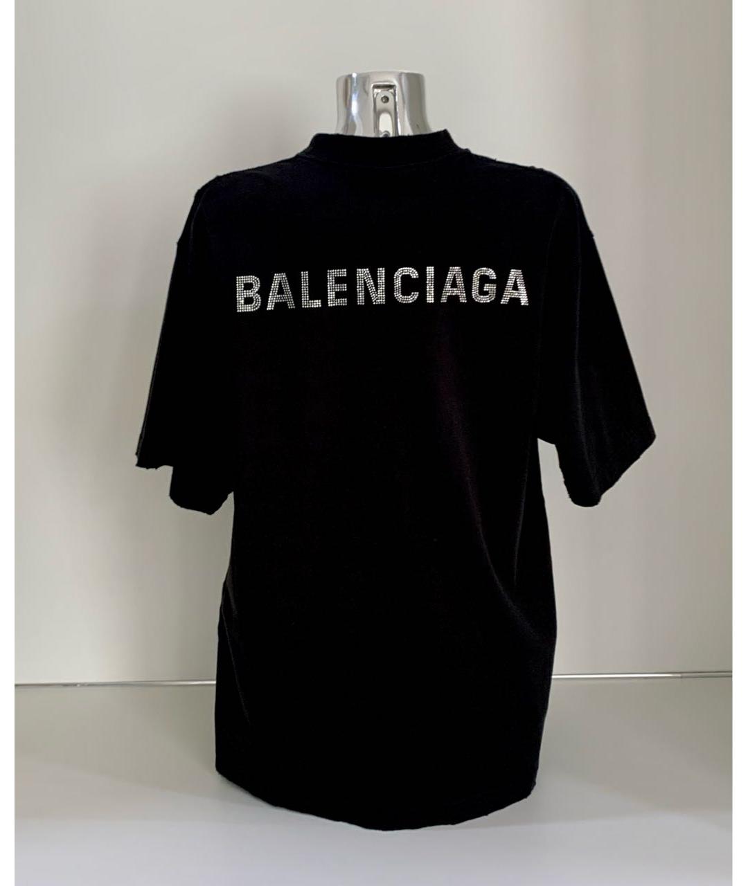 BALENCIAGA Черная хлопковая футболка, фото 2