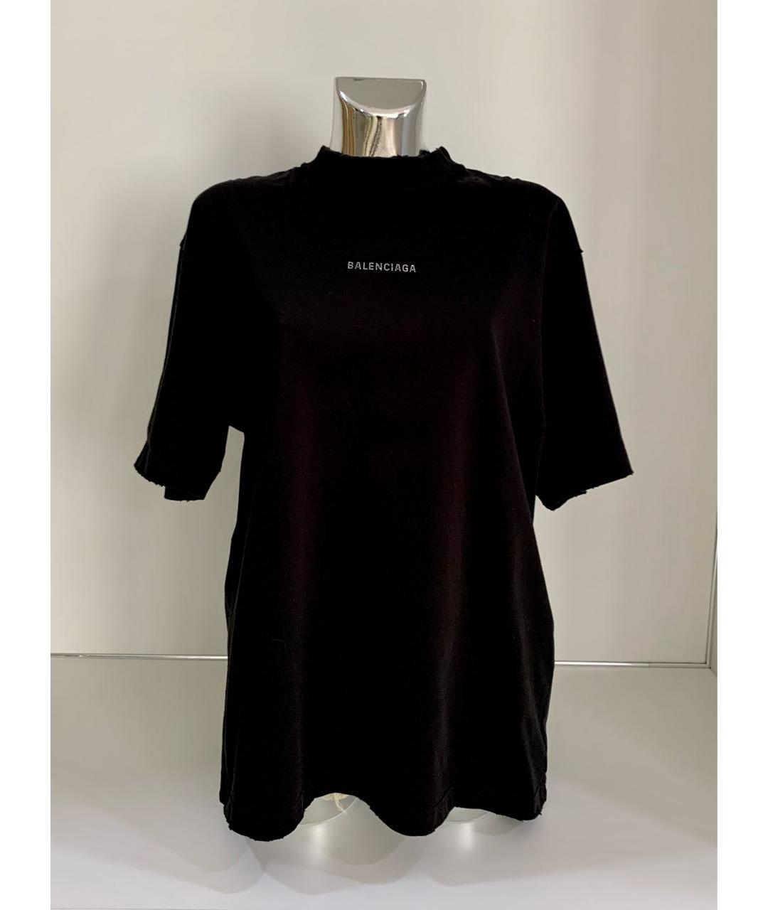 BALENCIAGA Черная хлопковая футболка, фото 5