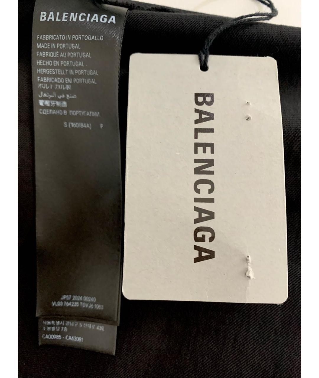 BALENCIAGA Черная хлопковая футболка, фото 3